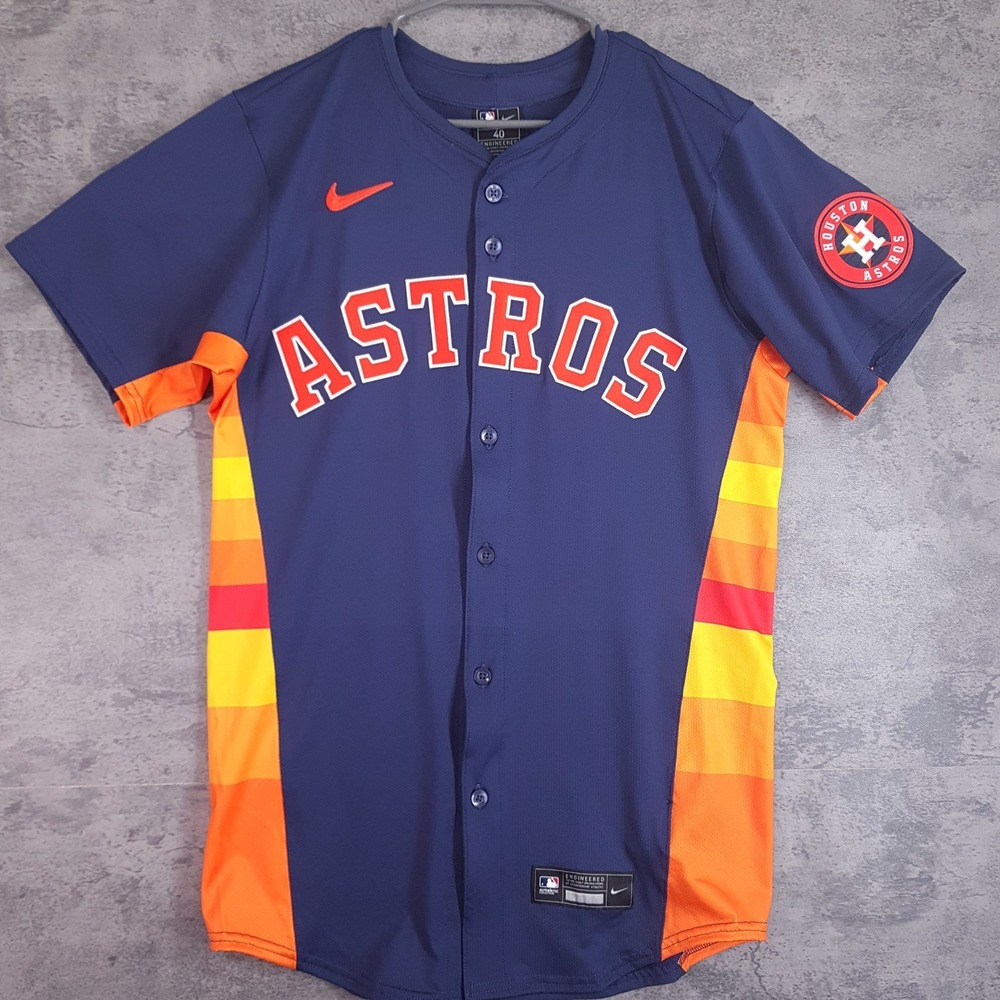 NIKE Authentic Houston Astros Vapor Elite Baseball Jersey Mens 40 MEDIUM Rainbow